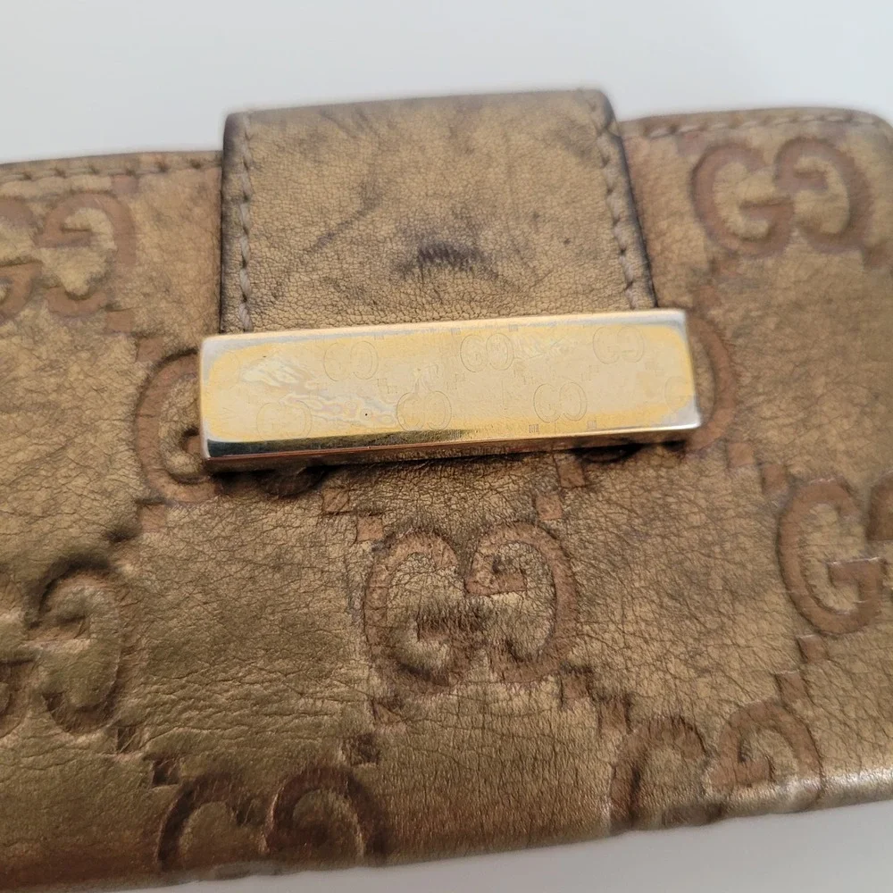 Gucci Guccissima Metallic Gold Leather 6 Ring Key Case Wallet 212098-497927